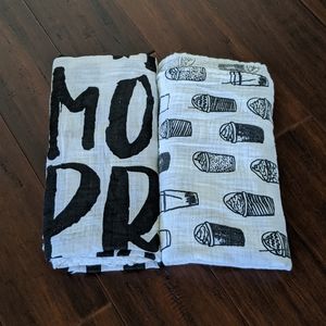 Two Modern Burlap swaddles